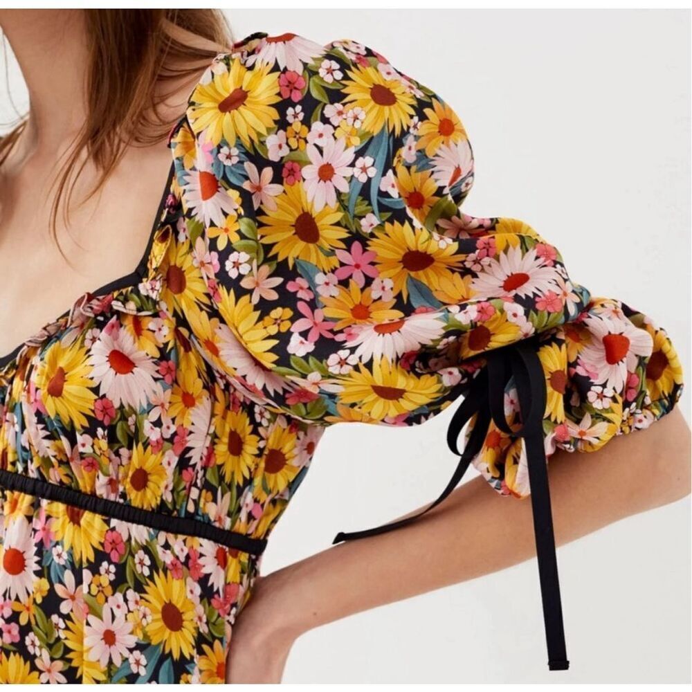 New For Love & Lemons Sylvia Puff Sleeve Mini Dress Size S - Picture 6 of 15